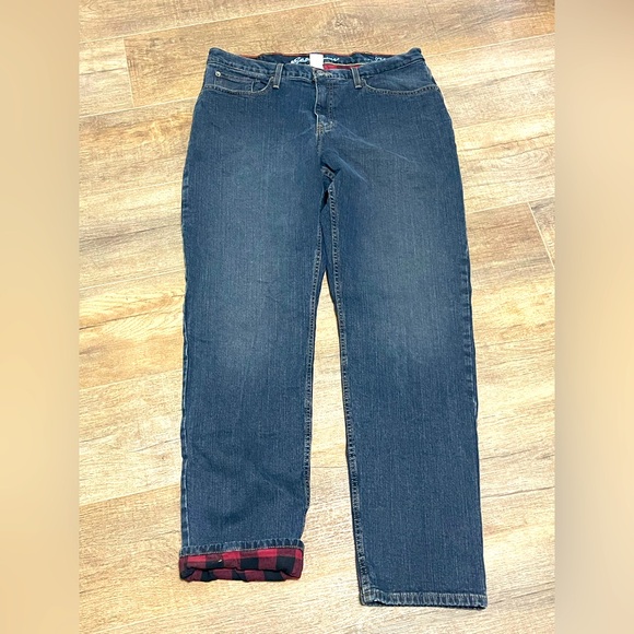 Eddie Bauer Men's Flannel Lined Straight Jeans Stretch 36x32 Outdoor Work - Picture 1 of 8